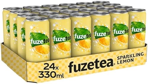 Frisdrank fuze tea black tea sparkling lemon 330ml | Tray a 24 blik x 330 milliliter | 24 stuks von Fuze Tea