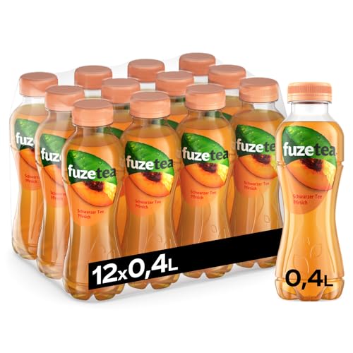 Fuze Tea Schwarzer Tee Pfirsich - außergewöhnliche Fusion aus Schwarztee und fruchtigem Pfirsich-Geschmack - Tee aus nachhaltigem Anbau - Einweg Flaschen (12 x 400 ml) von Fuze Tea