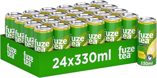 Fuze Tea Schwarzer Tee Zitrone - Erfrischungsgetränk mit gebrühtem Schwarztee und Zitronengeschmack - Eistee aus nachhaltigem Anbau - Eisteegetränk in Einweg Dosen (24 x 330 ml) von Fuze Tea