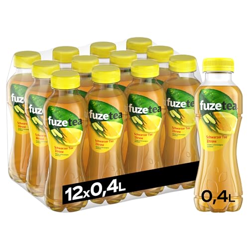 Fuze Tea Schwarzer Tee Zitrone Zitronengras - außergewöhnliche Fusion aus Tee und fruchtigem Zitronen-Geschmack - Eistee aus nachhaltigem Anbau - Einweg Flaschen (12 x 400 ml) von Fuze Tea