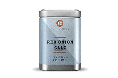 MEIN GENUSS Red Onion Salz - Salz mit roten Zwiebeln - Limitiertes Gewürz mit Zwiebeln - Für Salate, Fleischgerichte und Soßen - Feine Schärfe mit leichter Süße - Abfüllmenge: 160 g von MEIN GENUSS