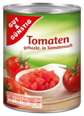 Gut & Günstig - Tomaten geschält, gehackt, in Tomatensaft 400g Gut & Günstig - Tomaten geschält, gehackt, in Tomatensaft 400g von G&G