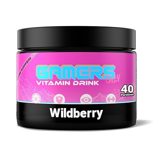 GAMERS ONLY Vitamin Pulver Wild Berry [Zero Zucker] 40 Portionen | Multivitamin Pulver | 12 Vitamine & Aminosäuren | Vitamin B6, B12 & C, D,E pro Portion von GAMERS ONLY