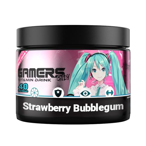 GAMERS ONLY Vitamin Pulver Hatsune Miku Berry Bubblegum [Zero Zucker] 40 Portionen | Multivitamin Pulver | 12 Vitamine & Aminosäuren | Vitamin B6, B12 & C, D,E pro Portion von GAMERS ONLY