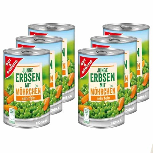 Gut&Günstig Junge Erbsen und Möhren sehr fein 6er Pack (6x400g Dose) Gemüse Konserven Erbsen & Möhrchen von EDEKA von GANIO