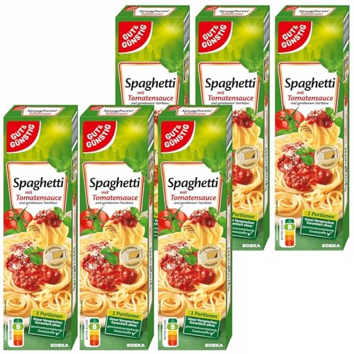 Gut&Günstig Spaghetti mit Tomatensauce und geriebenem Hartkäse 6er Pack (6x397g Packung) von GANIO