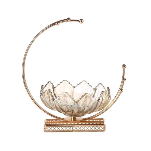 Fruchtteller, Crystal Glass Moon Petal Fruit Plate - Creative Room Decoration for Coffee Table - Jewelry Storage Candy Plate, für Küchenarbeitsplatte (L) von GAOWINLY