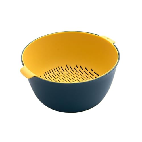 GAOWINLY Obstteller, Gemüsewaschbecken, doppelte Entleerung, blau, multifunktionales Wohnzimmer, Haushalt, Waschen, Obsttablett, verdickt,für Küchentheke(Blue,Small) von GAOWINLY
