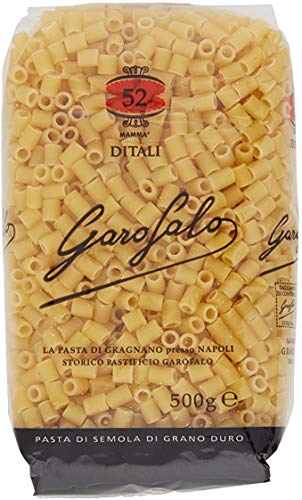 10x Garofalo Pasta di Gragnano IGP Ditali N° 52 Hartweizengrieß Pasta 100% Neapolitanische Pasta Kurze Pasta Packung mit 500g von GAROFALO