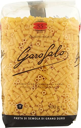 10x Garofalo Pasta di Gragnano IGP Ditalini Rigati N° 55 Hartweizengrieß Pasta 100% Neapolitanische Pasta Kurze Pasta Packung mit 500g von GAROFALO
