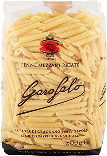 10x Garofalo Pasta di Gragnano IGP Penne Mezzani Rigate N° 73 Hartweizengrieß Pasta 100% Neapolitanische Pasta Kurze Pasta Packung mit 500g von GAROFALO