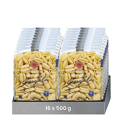 Garofalo Gnocchi Sardi IGP 16x 500g, kurze italienische Pasta Nudeln aus Hartweizen-Grieß, Italien, al bronzo, fertig in 11 Minuten von GAROFALO