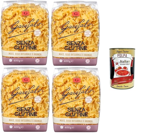 Garofalo Mafalda Corta Glutenfreie Pasta,Glutenfreie Pasta aus Mais, Naturreis und Quinoa 4x400gr + Italian Gourmet polpa 400g Garofalo Mafalda Corta Glutenfreie Pasta,Glutenfreie Pasta aus Mais, Naturreis und Quinoa 4x400gr + Italian Gourmet polpa 400g von GAROFALO