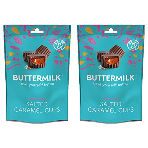 Buttermilk Dairy Free Salzed Caramel Cups – Vegane Schokolade Geschenk – glutenfrei – hergestellt in Großbritannien 100 g, 2 Stück von GBCC