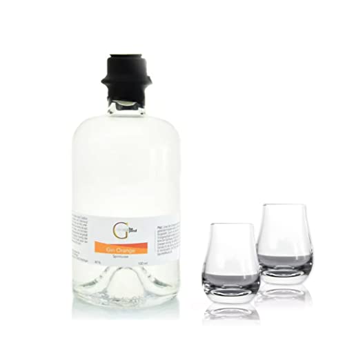 GeGeGe Premium Gin Geschenkset mit Gläser · Gin Männer Geschenk · Gin & 2 Gin Gläser · Gin Geschenk mit Gin Geschmack ORANGE 500ml · Pur oder als Gin Tonic (Gin Orange & 2 Gläser) von GEGEGE