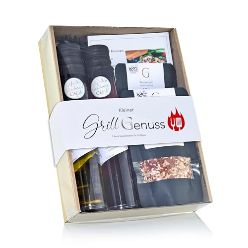 KLEINER GRILL GENUSS – Geschenkset: würziges Geschenk-Set für alle Grill-Fans - mit Grill-Spezialitäten und Grill-Gewürzen für BBQ-Liebhaber KLEINER GRILL GENUSS – Geschenkset: würziges Geschenk-Set für alle Grill-Fans - mit Grill-Spezialitäten und Grill-Gewürzen für BBQ-Liebhaber von GEGEGE