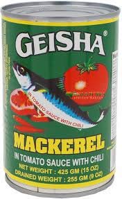 Geisha-Makrele - Makrele in Tomatensauce - Produkt aus China - Ideal für Salate - Saucen oder Empanadas - 425 Gramm Geisha-Makrele - Makrele in Tomatensauce - Produkt aus China - Ideal für Salate - Saucen oder Empanadas - 425 Gramm von GEISHA
