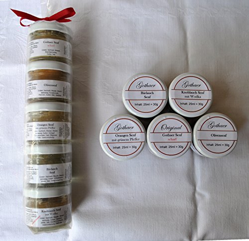 Gothaer-Senfspezialitäten-Geschenkrolle 5x25ml - Sortiment 3 Gothaer-Senfspezialitäten-Geschenkrolle 5x25ml - Sortiment 3 von Geko