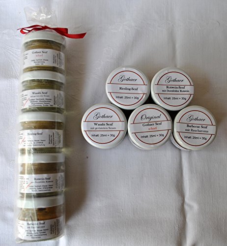 Gothaer-Senfspezialitäten-Geschenkrolle 5x25ml - Sortiment 5 Gothaer-Senfspezialitäten-Geschenkrolle 5x25ml - Sortiment 5 von Geko