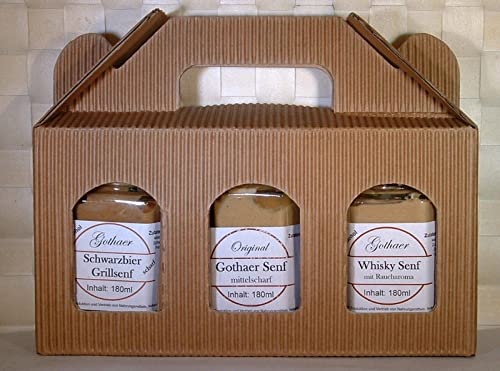 Original Gothaer Senf Geschenkbox 1 mit 3 Sechseckgläsern a´180ml von Geko