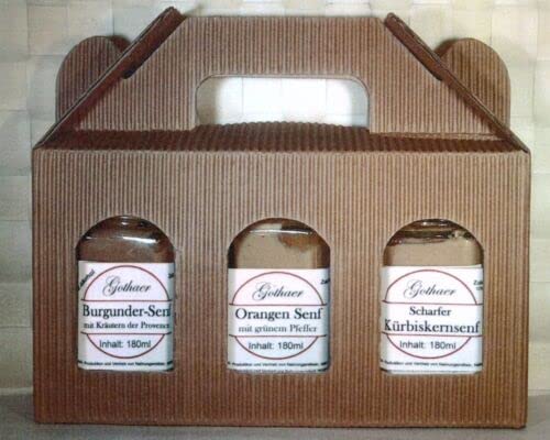 Original Gothaer Senf Geschenkbox 2 mit 3 Sechseckgläsern a´180ml Original Gothaer Senf Geschenkbox 2 mit 3 Sechseckgläsern a´180ml von Geko