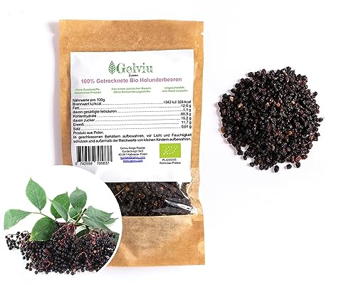 GELVIU BIO Schwarze Holunderbeeren Natürlicher Blutreiniger, Antioxidantien, Traditionelle Heilpflanze, Holunderbeeren - Holunder Beeren Tee von GELVIU
