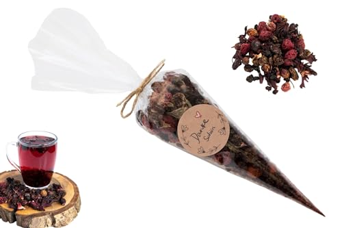 GELVIU Bio Tee Lose - Himbeertee mit Stachelbeeren - Tee Geschenk für Opa mit dem Aufdruck Danke Schön- Früchtetee Handgepflückt und Handverpackt (100g) von GELVIU