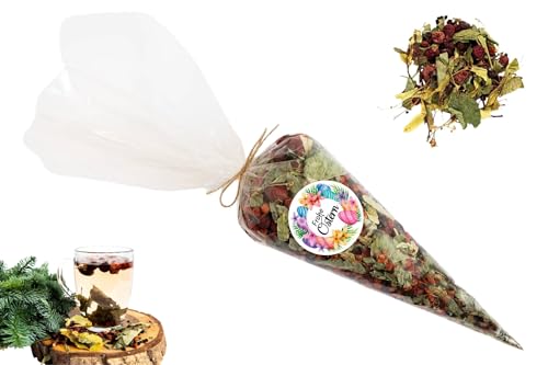 GELVIU Bio Tee Lose - Himbeertee und Lindenblütentee - Erkältungstee - Tee Geschenk mit dem Aufdruck Frohe Ostern - Früchtetee Handgepflückt und Handverpackt (100g) von GELVIU