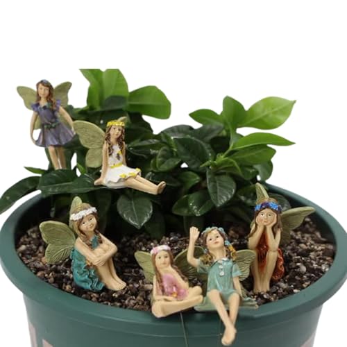 Feenfigur für Fairy Garten, Zubehör für den Außenbereich, Pflanzgefäß, Blumentopf, Aufhänger, Feen, Blumentopf, Kunstharz, Engel, Zubehör, Ornamente für die Dekoration im Außenbereich Feenfigur für Fairy Garten, Zubehör für den Außenbereich, Pflanzgefäß, Blumentopf, Aufhänger, Feen, Blumentopf, Kunstharz, Engel, Zubehör, Ornamente für die Dekoration im Außenbereich von GENERIC