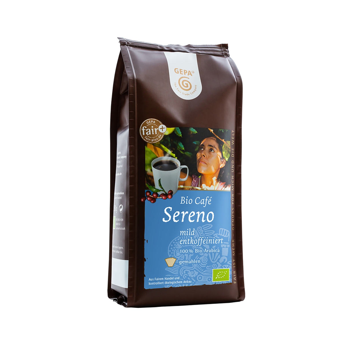 Café Sereno, Bio Kaffee entkoffeiniert 250g, gemahlen von GEPA