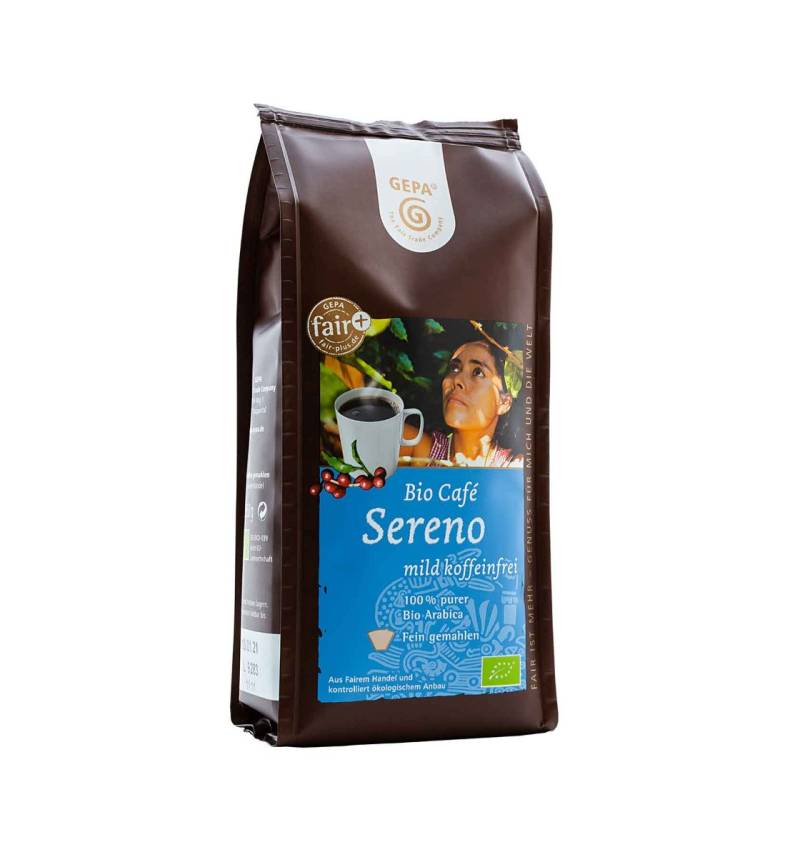 Café Sereno, Bio Kaffee entkoffeiniert 250g, gemahlen von GEPA