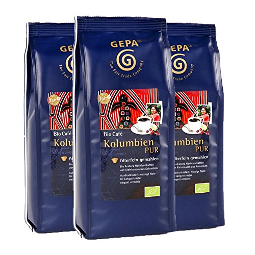 GEPA Bio Café Kolumbien PUR, gemahlen, 250 g, 3er Pack GEPA Bio Café Kolumbien PUR, gemahlen, 250 g, 3er Pack von GEPA
