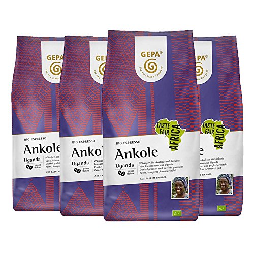 GEPA Bio Espresso Ankole, ganze Bohne, 1000 g, 4er Pack von GEPA