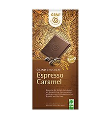 GEPA Bio Grand Chocolat Espresso Caramel 38% Kakao Flachtafel Vollmilch-Schokolade 1 Karton (10 x 100g) von GEPA