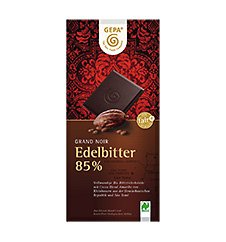 GEPA Bio Grand Noir Edelbitter 85% Kakao Flach-Tafel-Schokolade 1 Karton (10 x 100g) von GEPA