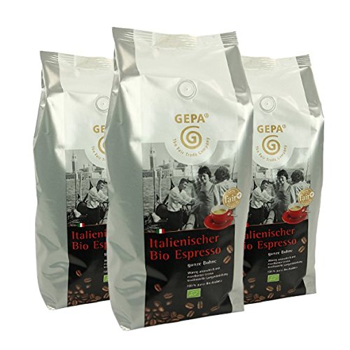 GEPA Bio Italienischer Espresso, ganze Bohne, 1000 g, 3er Pack von GEPA