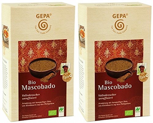 GEPA Bio Mascobado Vollrohrzucker 2000g (2 x 1000g) Fair Trade Zucker unraffiniert von GEPA