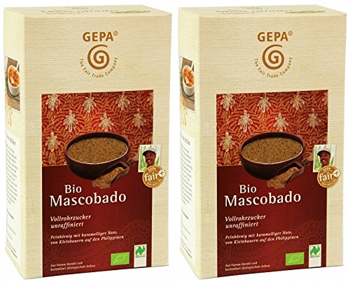 GEPA Bio Mascobado Vollrohrzucker 2000g (2 x 1000g) Fair Trade Zucker unraffiniert von GEPA