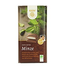 GEPA Bio Tafel-Schokolade - 1 Karton (10 x 100g) Zarte Bitter Minze von GEPA