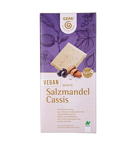 GEPA Bio Vegan White Salzmandel Cassis Schokolade - 1 Karton ( 10 x 100g ) von GEPA