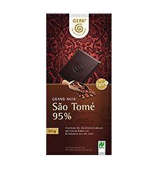 GEPA Bio Grand Noir Sao Tomé 95% Kakao Flach-Tafel-Schokolade 1 Karton (10 x 80g) von GEPA
