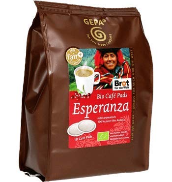 GEPA Kaffeepad Bio Café Esperanza, mild & aromatisch, koffeinhaltig, 18 Pads á 7 g, Sie erhalten 6 Packungen á 18 Pads GEPA Kaffeepad Bio Café Esperanza, mild & aromatisch, koffeinhaltig, 18 Pads á 7 g, Sie erhalten 6 Packungen á 18 Pads von GEPA