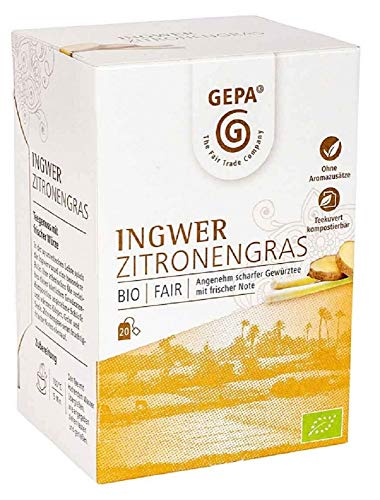 Gepa Bio Ingwer Zitronengras Tee - 100 Teebeutel - 5 Pack ( 20 x 1,5g pro Pack) von GEPA