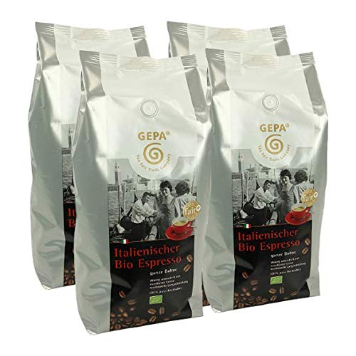 Gepa Italienischer Bio Espresso ( 4 x 1000 g ) ganze Bohne. Fair Trade Kaffee von GEPA