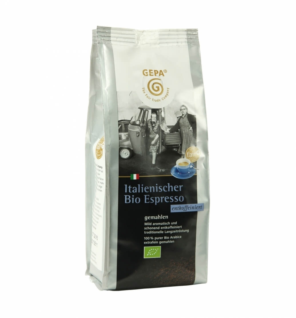 Ital. Bio Espresso entkoffeiniert 250g, gemahlen Ital. Bio Espresso entkoffeiniert 250g, gemahlen von GEPA