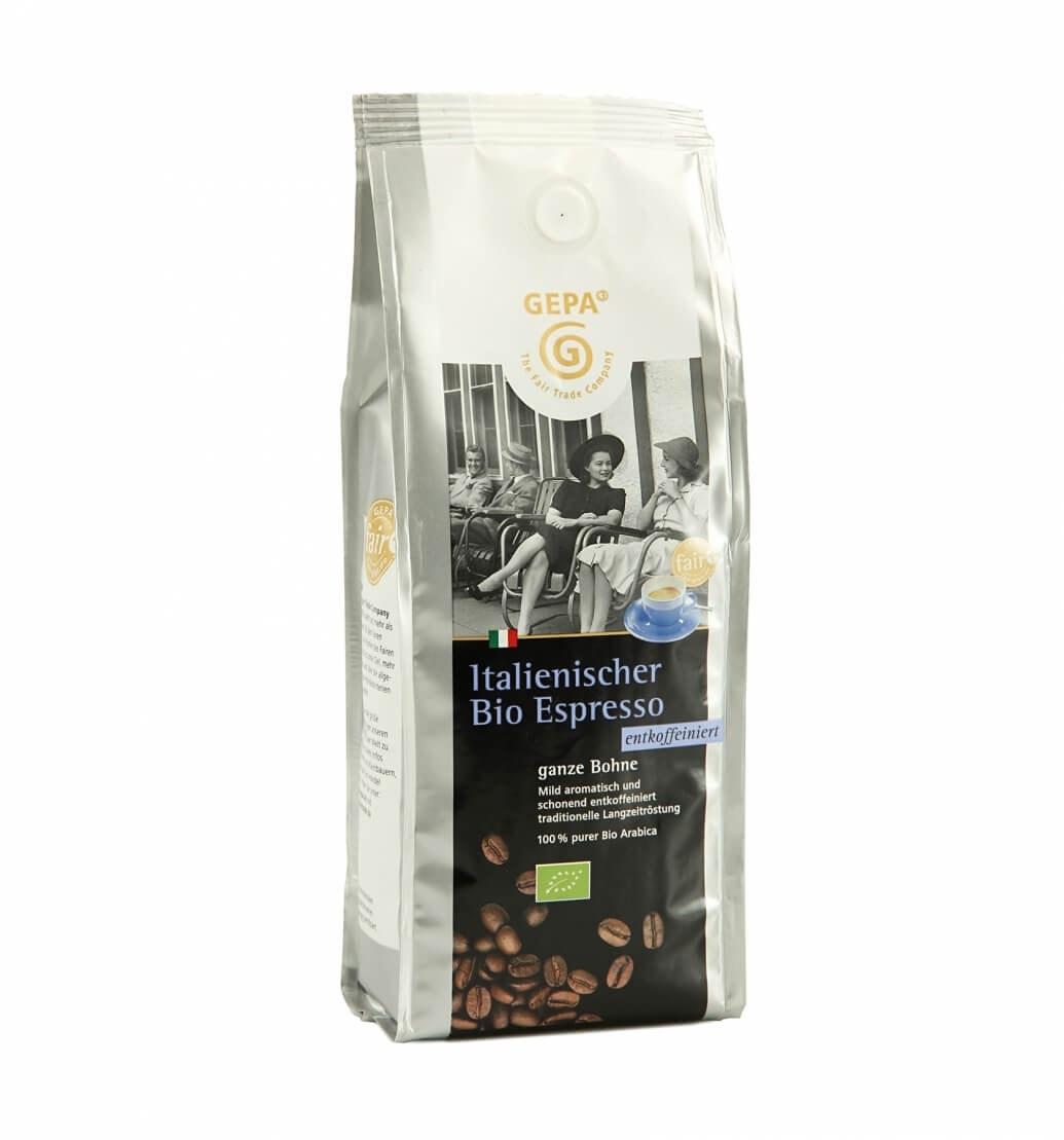Italienischer Bio Espresso, entkoffeiniert 250g, Bohne von GEPA