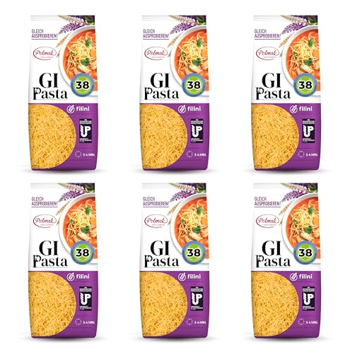 Filini Nudeln für Diabetiker & Low Carb | Hergestellt aus Hartweizen | Low-Carb-Diät | Glykämischer Index 38 (6er pack) von GI Pasta