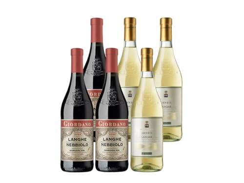GIORDANO VINI Box Langhe Wein Arneis und Nebbiolo DOC 2022 - Auswahl von zwei edlen Piemonteser Weinen, Rotwein, Weißwein, 6 Flaschen à 75 cl GIORDANO VINI Box Langhe Wein Arneis und Nebbiolo DOC 2022 - Auswahl von zwei edlen Piemonteser Weinen, Rotwein, Weißwein, 6 Flaschen à 75 cl von Giordano