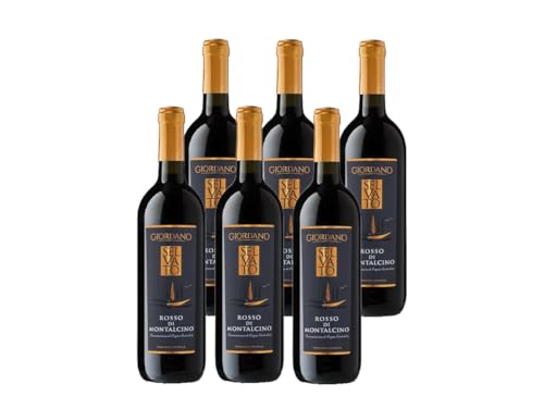 GIORDANO VINI Wein Selvato Rosso di Montalcino DOC 2018 - Toskanischer Rotwein, Trocken und Harmonisch, Ideal für gesellige Anlässe, Toskana, 14% vol. Karton mit 6 Flaschen à 75 cl von Giordano
