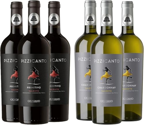 Giordano - PIZZICANTO BOX - Packung mit 2 Sorten Pizzicantino zwischen Pizzicanto Primitivo rotwein Rosso und Pizzicanto Chardonnay Bianco - 6 Flaschen à 75 cl Giordano - PIZZICANTO BOX - Packung mit 2 Sorten Pizzicantino zwischen Pizzicanto Primitivo rotwein Rosso und Pizzicanto Chardonnay Bianco - 6 Flaschen à 75 cl von Giordano
